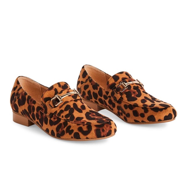 Time And Tru Leopard Print Slip On Low Block Heel Barrow Loafers - Picture 1 of 5